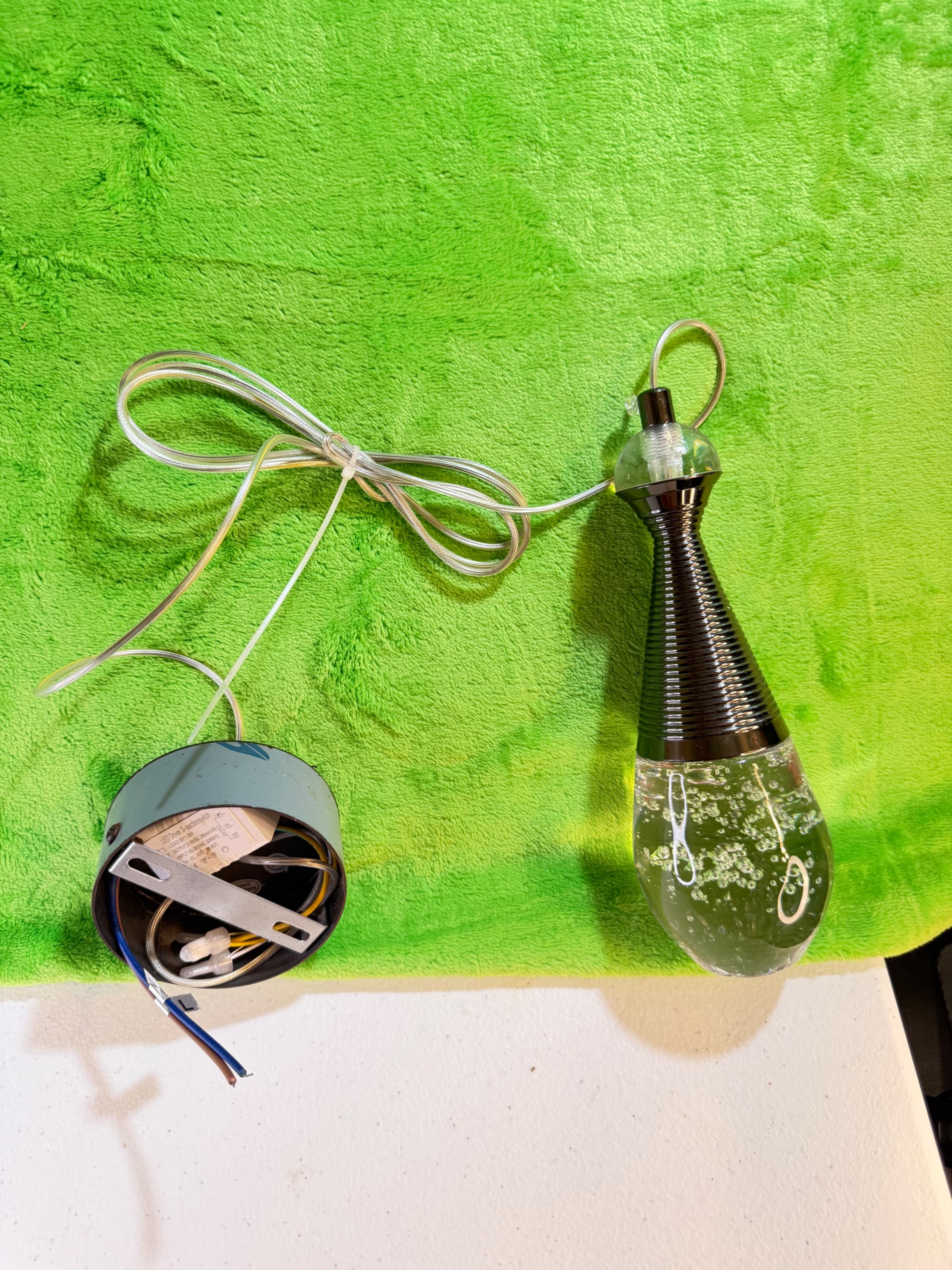 Modern Teardrop Bubble Glass LED Pendant Light Black Chrome Hanging Ceiling Lamp - Thumbnail 3