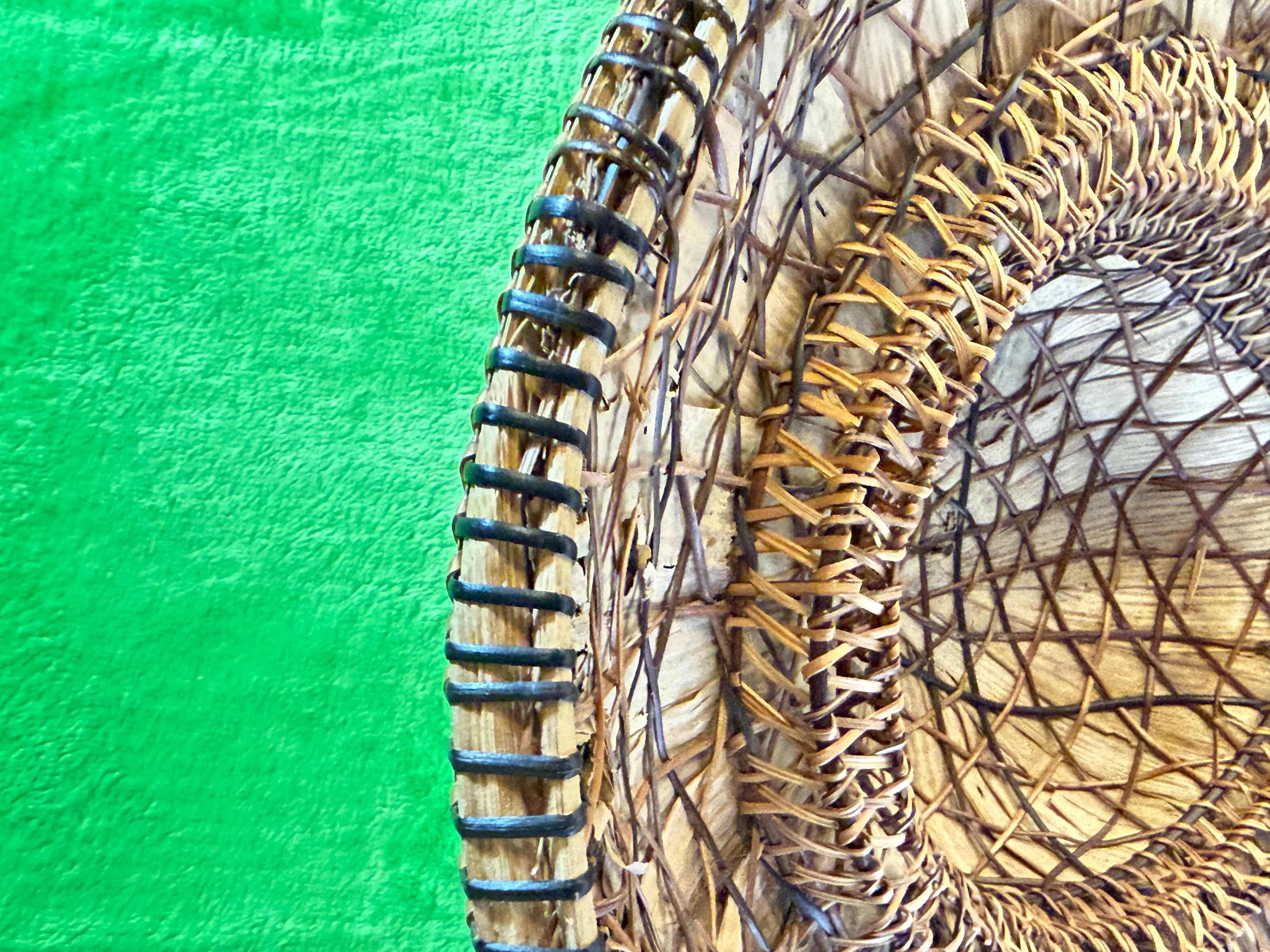 Vintage Asian Conical Bamboo Straw Hat Chinese Rice Paddy Farmer Boho Wall Decor - Thumbnail 6