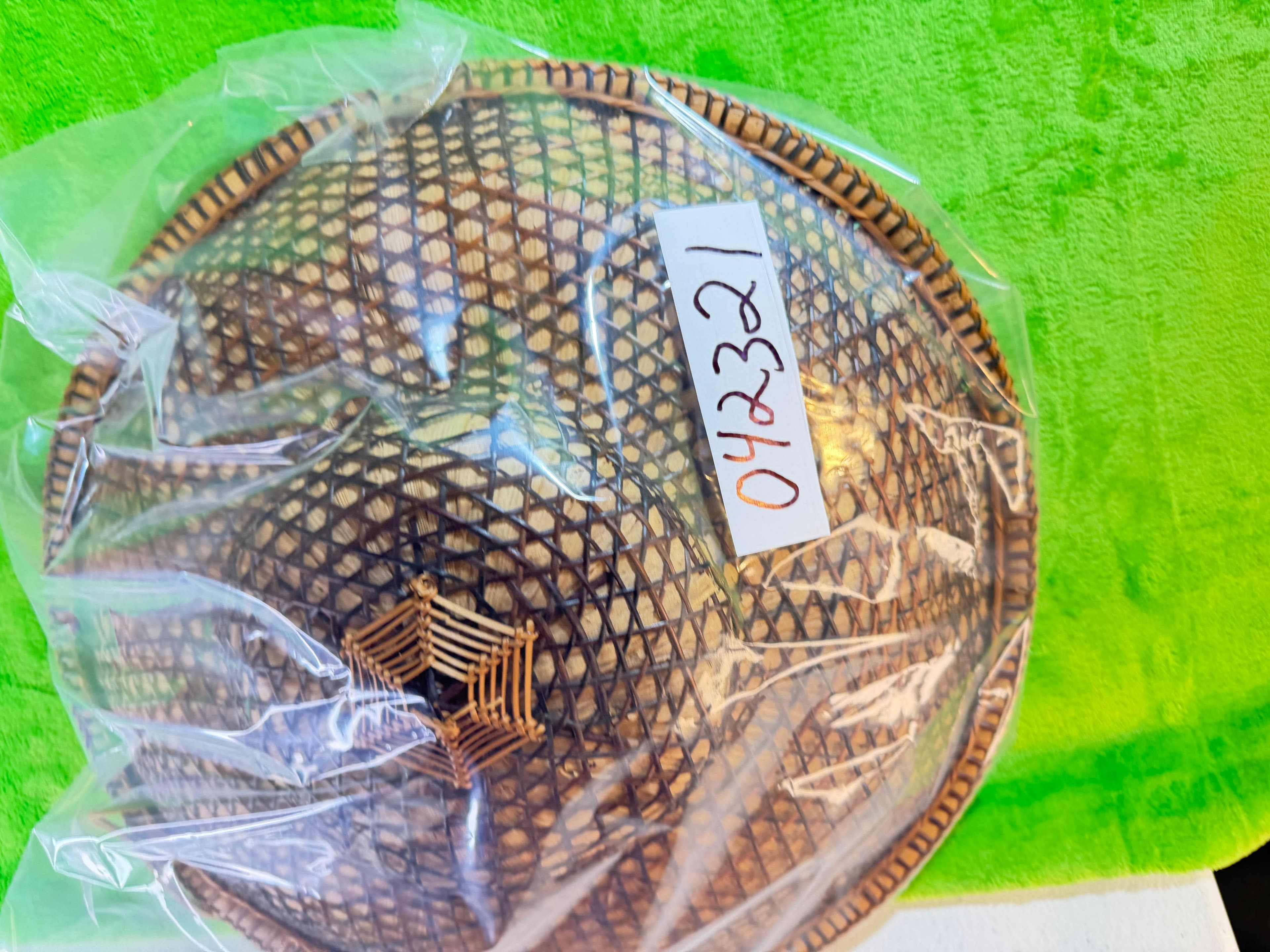 Vintage Asian Conical Bamboo Straw Hat Chinese Rice Paddy Farmer Boho Wall Decor - Thumbnail 7