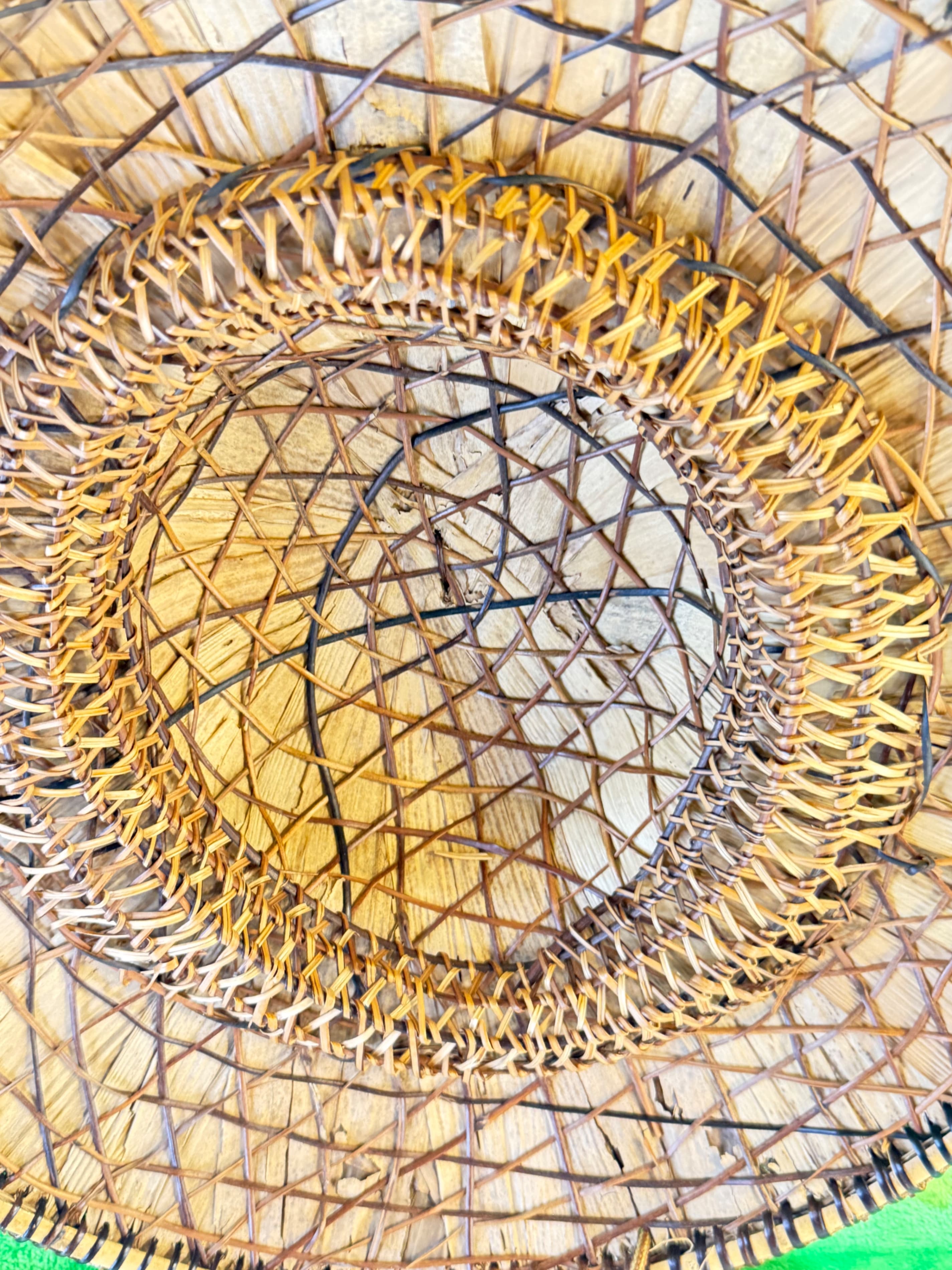 Vintage Asian Conical Bamboo Straw Hat Chinese Rice Paddy Farmer Boho Wall Decor - Thumbnail 5