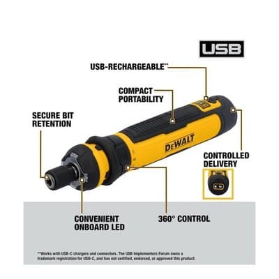 DEWALT Cordless Screwdriver USB Rechargeable with FLEXDRIVE Control (DWHT66719) - Thumbnail 2
