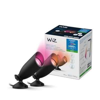 WiZ Smart Outdoor Connected LED Color Changing Spotlight 2 Pack, Low voltage - Image 1