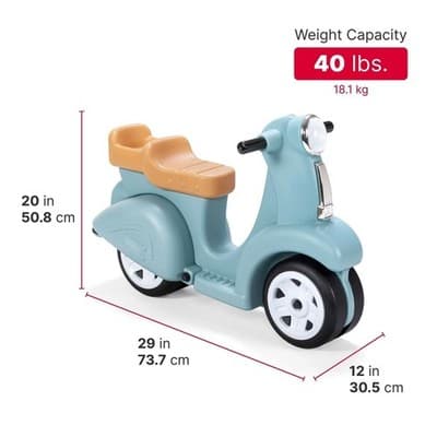 Step2 Ride Along Aqua Scooter Toddler Foot-to-Floor Riding Toy for Ages 18M-4Y - Thumbnail 5