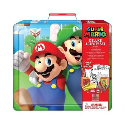 Nintendo Super Mario Deluxe Activity Art Set with Metal Carrying Case - Thumbnail 3