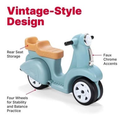 Step2 Ride Along Aqua Scooter Toddler Foot-to-Floor Riding Toy for Ages 18M-4Y - Thumbnail 3