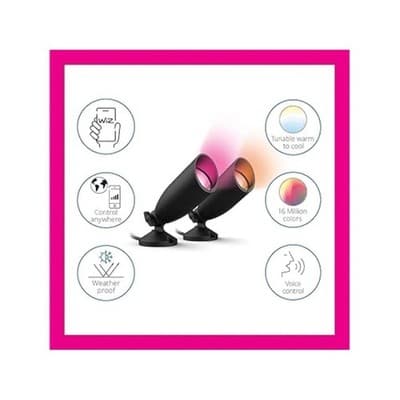 WiZ Smart Outdoor Connected LED Color Changing Spotlight 2 Pack, Low voltage - Thumbnail 4