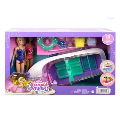 Barbie Mermaid Power Dolls And Boat Playset with Malibu & Brooklyn Dolls - Thumbnail 2