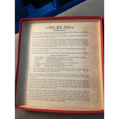 PO-KE-NO Poker Keno Card Game, 12 Boards & Chips Vintage, 1950s, POKENO - Thumbnail 2
