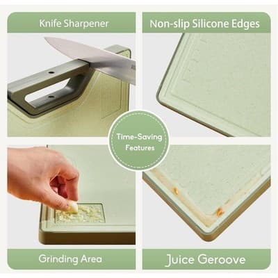 Titanium Cutting Board – Double Sided for Kitchen, Pure Titaniums/Wheat Straw - Thumbnail 4