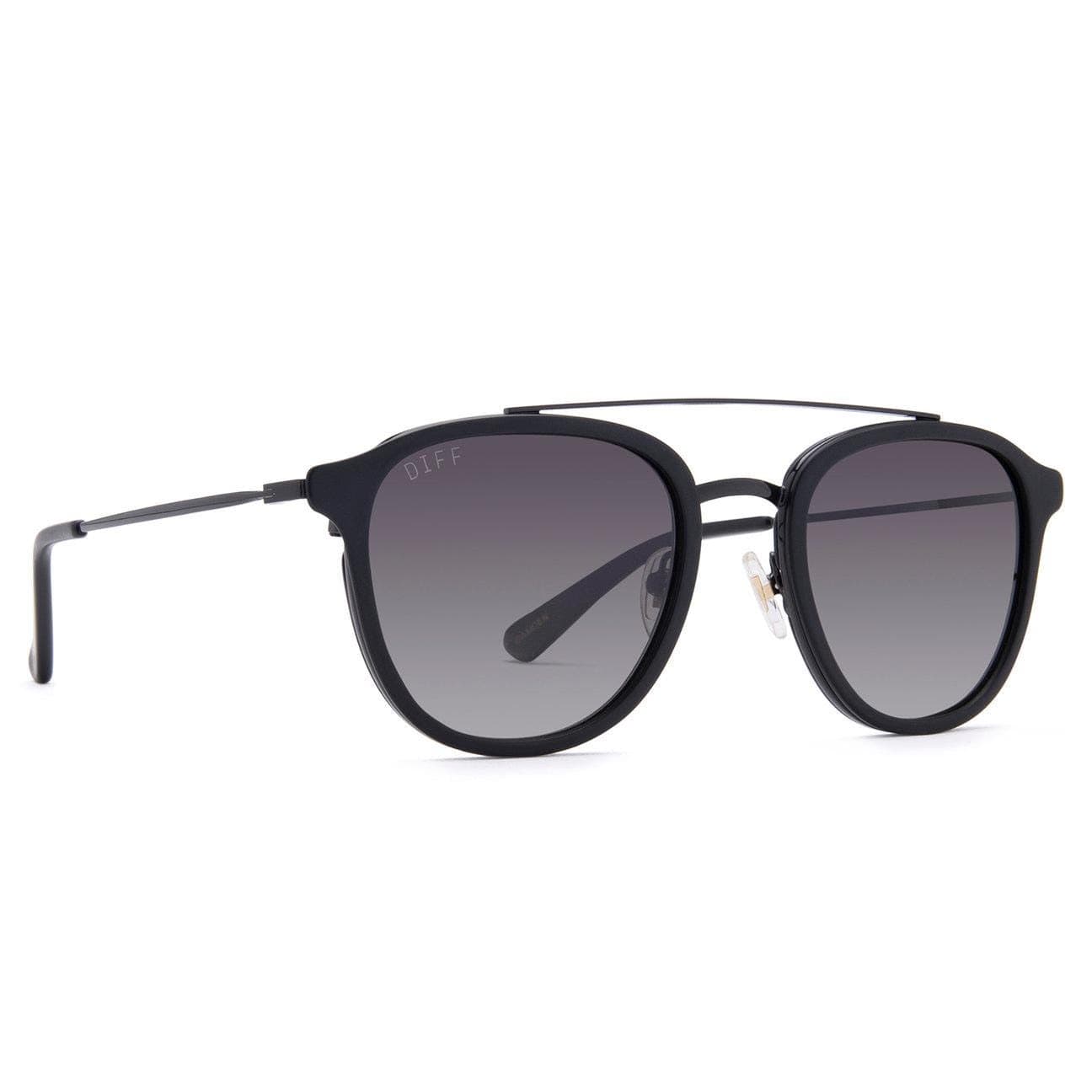 DIFF Camden Matte Black Grey Gradient Polarized Sunglasses - Image 1
