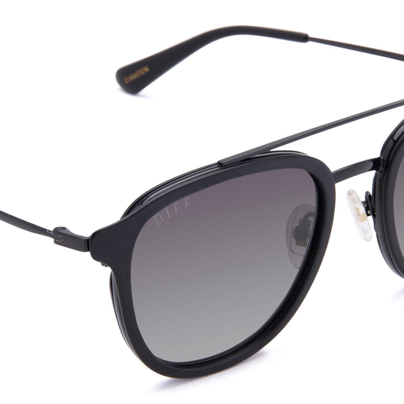 DIFF Camden Matte Black Grey Gradient Polarized Sunglasses - Thumbnail 2