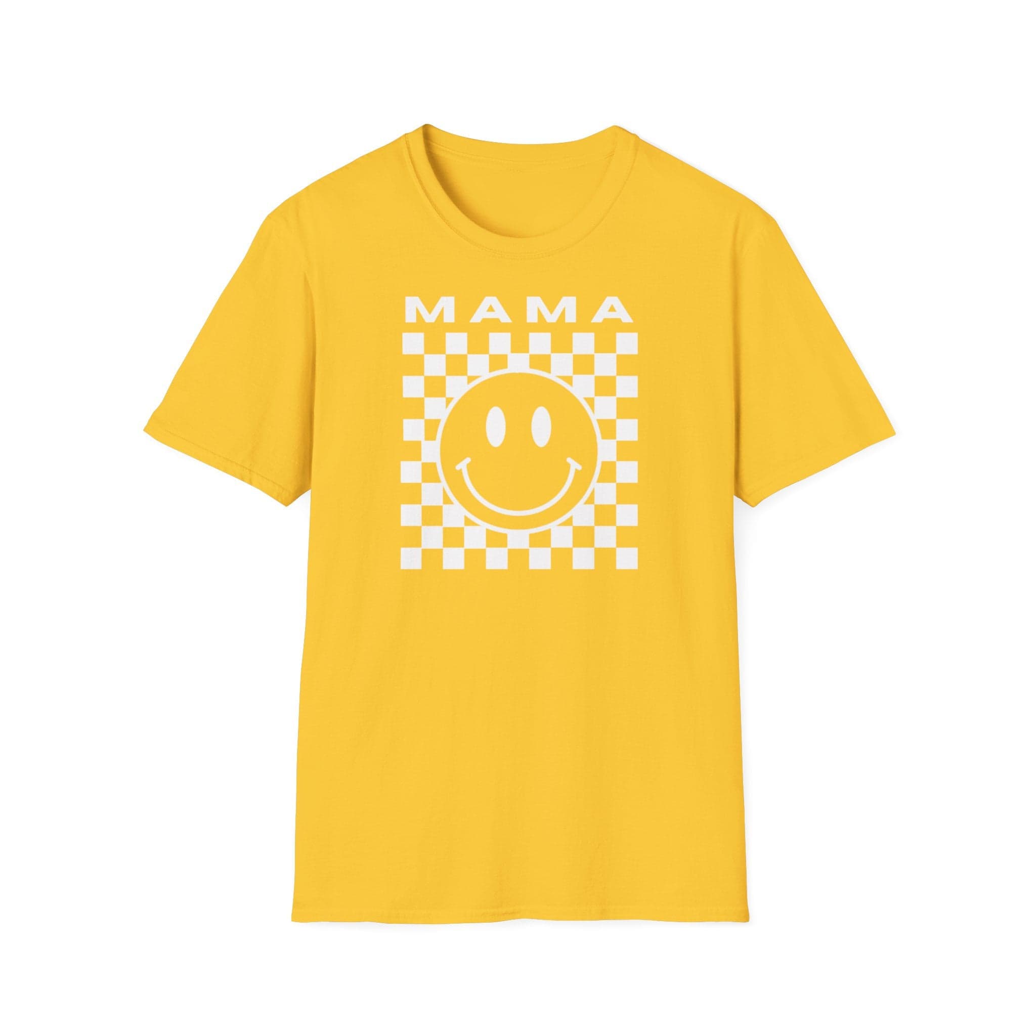 Adult MAMA Smiley Face White Design Unisex Softstyle T-Shirt - Thumbnail 2