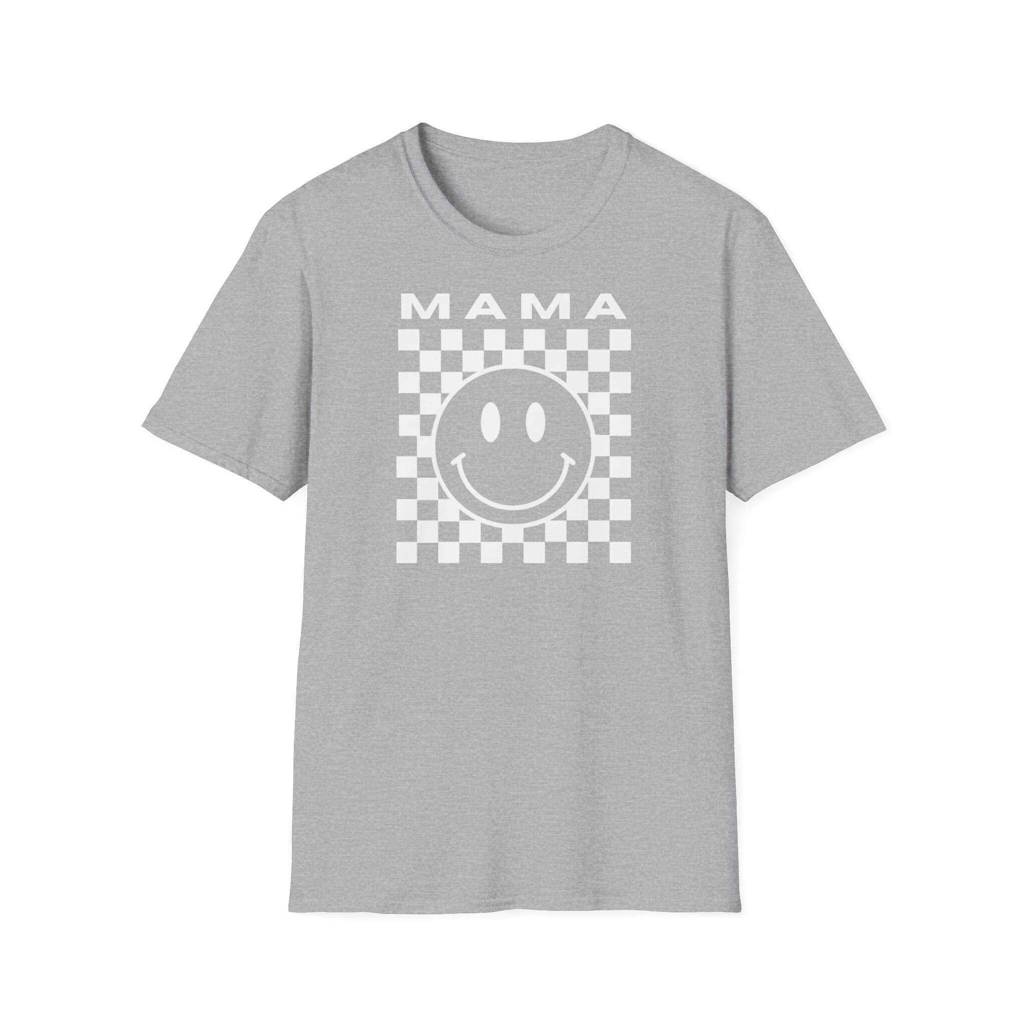 Adult MAMA Smiley Face White Design Unisex Softstyle T-Shirt - Thumbnail 9