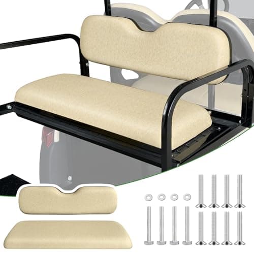 HEOHOU Universal Rear Replacement Cushions for Golf Cart Flip Rear Seat,Golf Cart Back Seat for EZGO TXT RXV ST for ST Sport for Valor Models for Club Car,Seat Bottom Cushion and Back Cushion Set - Off White - Thumbnail 2