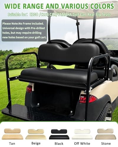 HEOHOU Universal Rear Replacement Cushions for Golf Cart Flip Rear Seat,Golf Cart Back Seat for EZGO TXT RXV ST for ST Sport for Valor Models for Club Car,Seat Bottom Cushion and Back Cushion Set - Black - Image 1
