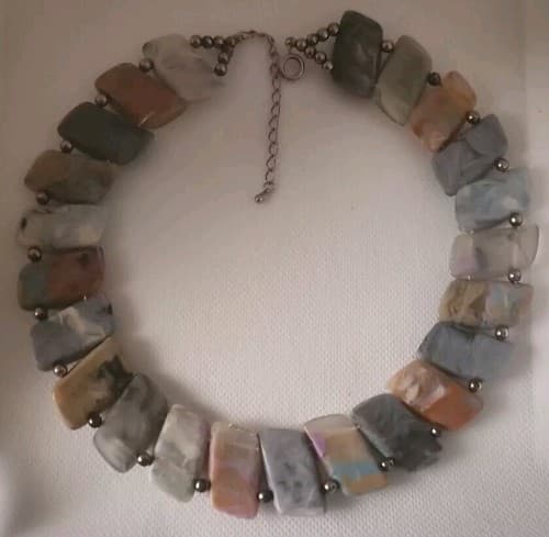 Vintage Stone Marbled Lucite Collar Choker Necklace Very Rare Authentic 15”. - Thumbnail 4