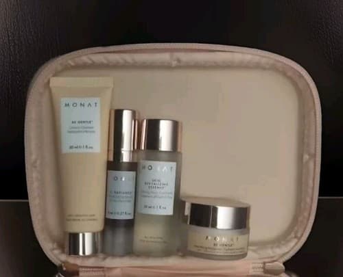 Be Gentle Monat Skincare4pc Sample Size Bundle Serum+Moisturizer+Cleanser+1more. - Image 1