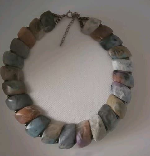 Vintage Stone Marbled Lucite Collar Choker Necklace Very Rare Authentic 15”. - Thumbnail 3