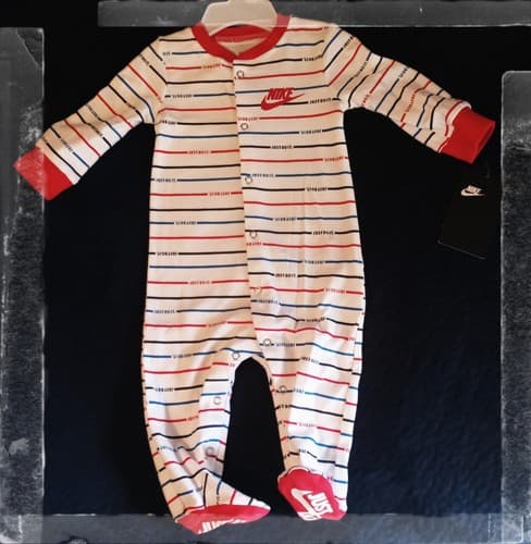 Nike Baby Boy Coverall ~ White, Red & Blue ~ 3 Months New. - Image 1