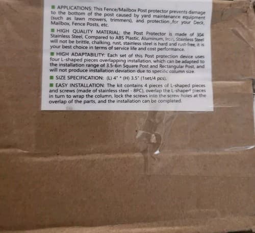 Post Protector Stainless Steel Post Sleeve Fits 3.3-6 Inch Wood & Metal Black. - Thumbnail 2