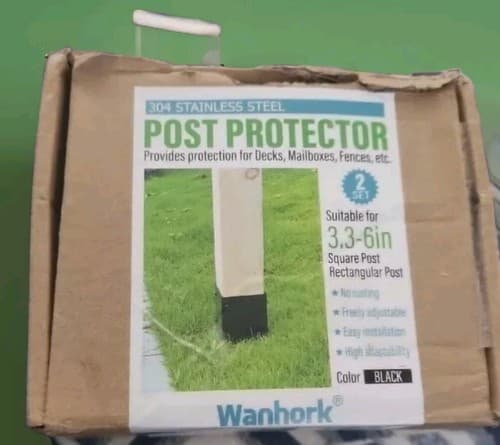 Post Protector Stainless Steel Post Sleeve Fits 3.3-6 Inch Wood & Metal Black. - Image 1