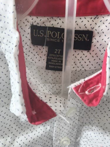 U.S. Polo Assn Boys Sz 2T Toddler White Shirt Red Pony Button Down Short Sleeve - Thumbnail 3