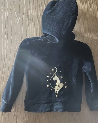 BABY PHAT Girlz Authentic Vintage Black Pullover Cold Shoulder Hoodie 2t "HTF". - Thumbnail 2