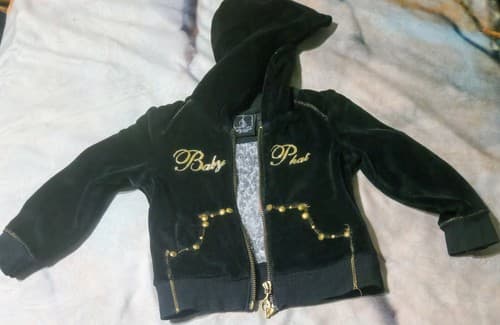 BABY PHAT Girlz Authentic Vintage Black Pullover Cold Shoulder Hoodie 2t "HTF". - Thumbnail 4