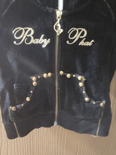 BABY PHAT Girlz Authentic Vintage Black Pullover Cold Shoulder Hoodie 2t "HTF". - Thumbnail 3