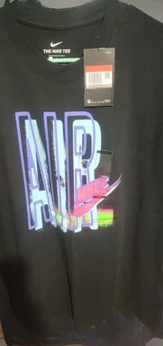 Nike Air Men’s T-Shirt Size Large BLACK DD1404-010 OFFICIAL 90s REISSUE,NWT. - Thumbnail 2
