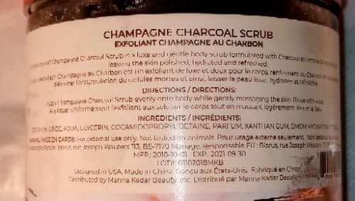 Manna Kadar Relax Champagne Charcoal Scrub Mineral Exfoliant - 18.34 oz"Sealed". - Thumbnail 3