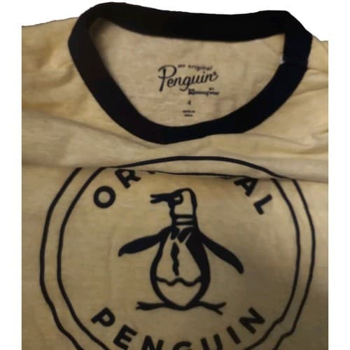 NEW Men's Penguin Fitted V-Neck Yellow Graphic T-Shirt (4) - Thumbnail 3