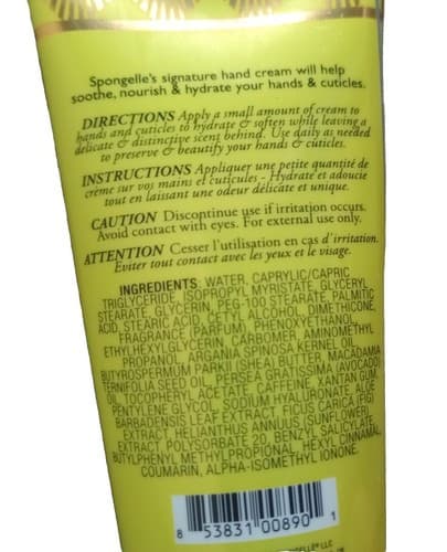 Spongelle Vegan Hand Cream Coconut Verbena Shea Butter Argan Oil 2 oz - Thumbnail 3