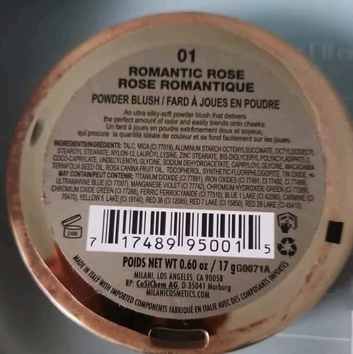 Milani Rose Powder Blush Full Size 0.60oz 01 ROMANTIC ROSE "Sealed" - Thumbnail 3