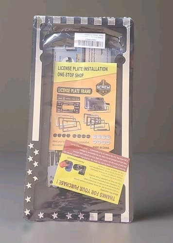 AMERICAN FLAG METAL CAR LICENSE PLATE FRAME. U.S.A. Hardware/Shockproof Pad 2pk. - Thumbnail 2