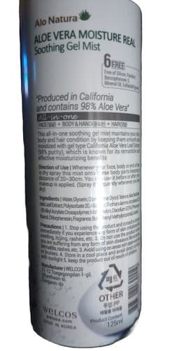 Alo Natura 98% Soothing Gel Mist (125 mL) *ENGLISH PACKAGING*. Exp 02/28/2023 - Thumbnail 2