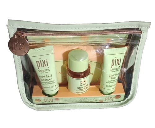 Pixi Beauty Skintreats Let’s Glow 4 Piece Mini Essentials Set with Zip Bag - NEW - Image 1