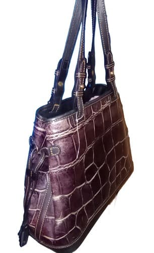 Dooney & Bourke Purple Tote Shoulder Bag Croc Embs Leather. - Thumbnail 7
