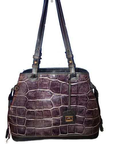 Dooney & Bourke Purple Tote Shoulder Bag Croc Embs Leather. - Image 1