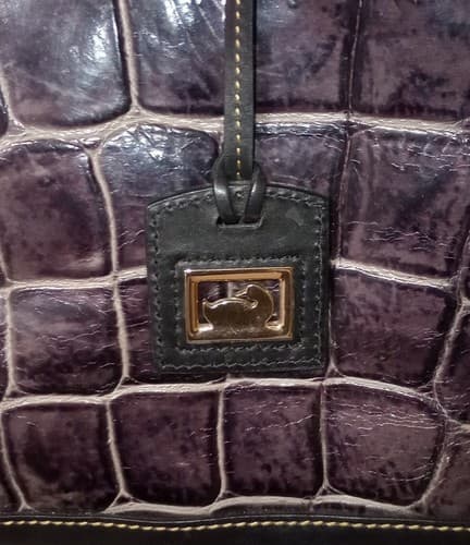 Dooney & Bourke Purple Tote Shoulder Bag Croc Embs Leather. - Thumbnail 2