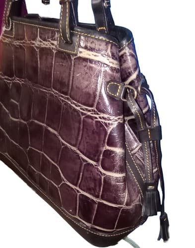 Dooney & Bourke Purple Tote Shoulder Bag Croc Embs Leather. - Thumbnail 6