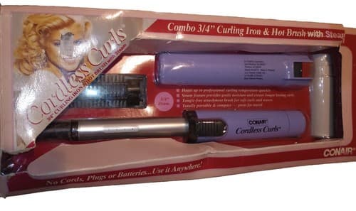 New Vtg 1993 Conair Cordless Curls Combo 3/4" Curling Iron Hot Brush w/ STEAM - Thumbnail 6