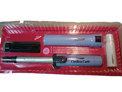 New Vtg 1993 Conair Cordless Curls Combo 3/4" Curling Iron Hot Brush w/ STEAM - Thumbnail 4