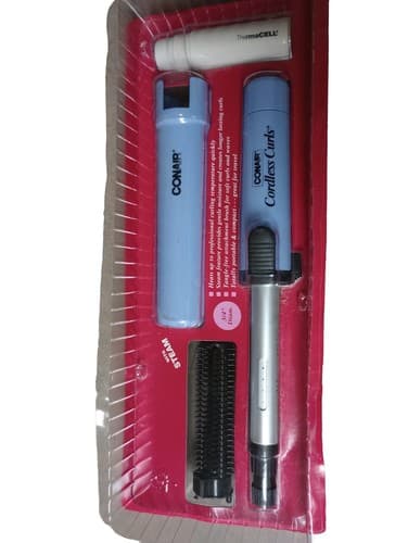 New Vtg 1993 Conair Cordless Curls Combo 3/4" Curling Iron Hot Brush w/ STEAM - Thumbnail 5