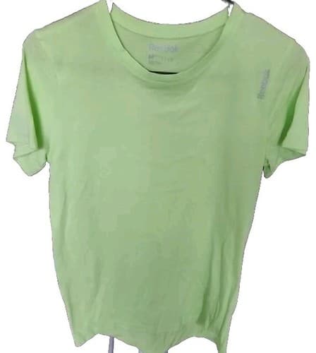 REEBOK Shirt Women's Size Medium Green V-Neck Tee Short Sleeve Embroidered Logo - Image 1