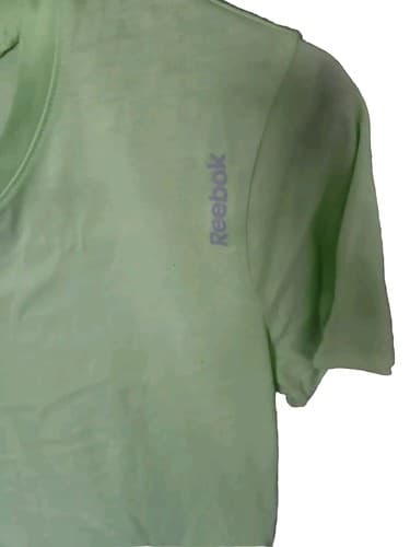 REEBOK Shirt Women's Size Medium Green V-Neck Tee Short Sleeve Embroidered Logo - Thumbnail 3