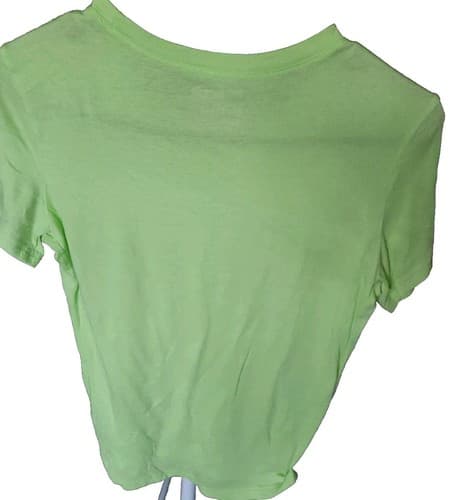 REEBOK Shirt Women's Size Medium Green V-Neck Tee Short Sleeve Embroidered Logo - Thumbnail 5