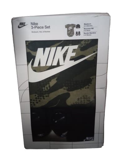Nike Air Baby Boys Gift Set Bodysuit Bib Booties Gift Set 0-6 Months NWT - Image 1