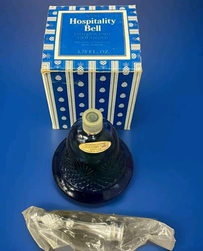 Avon Hospitality Bell Moonwind Cologne Blue Glass Bottle Decanter Vintage 1976 - Image 1