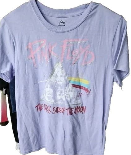 Pink Floyd Graphic T-Shirt Band Tee Womens Lg.Oversized Short Sleeve Purple. - Thumbnail 3
